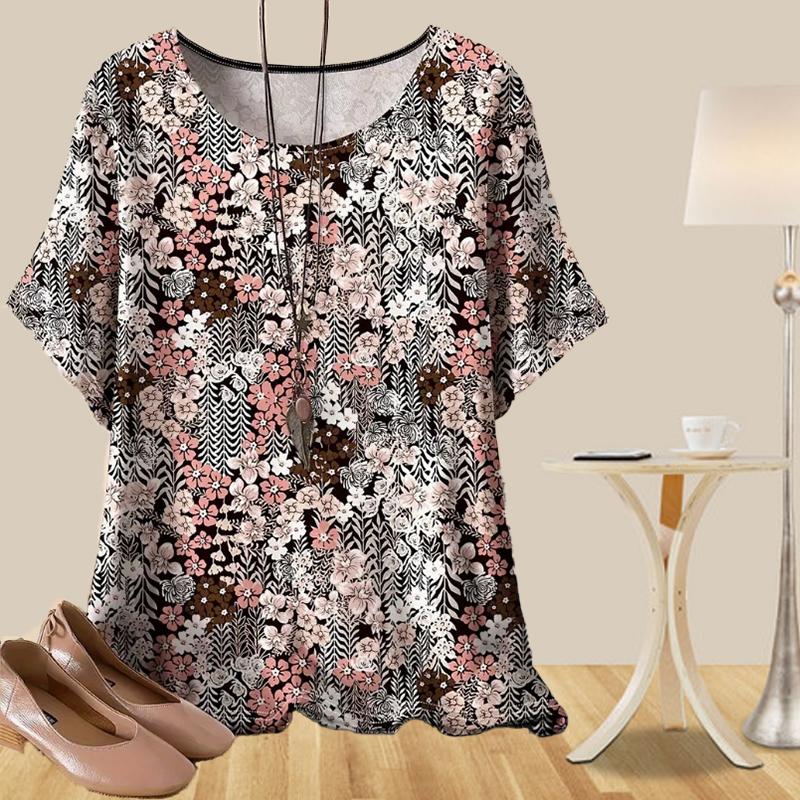 Женская повседневная свободная весенняя рубашка, женские топы с коротким рукавом и принтом в стиле ретро из кешью