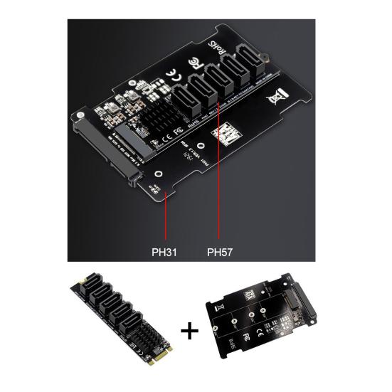 M.2 B-Key To SATA3 SSD Adapter Card B-KEY SATA To SATA 3.0 6Gbps 5 Ports Adapter Converter Hard Drive Extension Card
