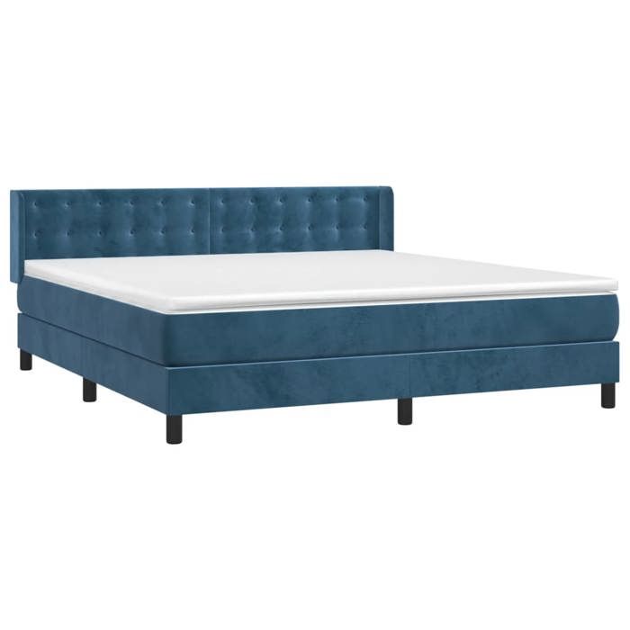 Maison Exclusive - Sommier à lattes de lit et matelas Bleu foncé 180x200cm Velours