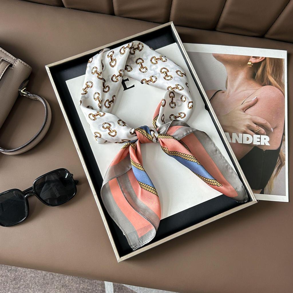 Шелковый шарф премиум-класса с принтом в корейском стиле - Универсальный модный аксессуар