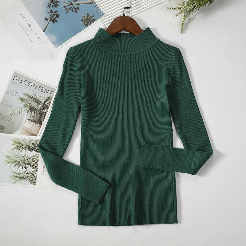 Long Sleeve Half High Neck Sweater Women's Pullover Solid Color Slim Knit Bottoming Shirt Elegant and Comfortable Women's Clothes