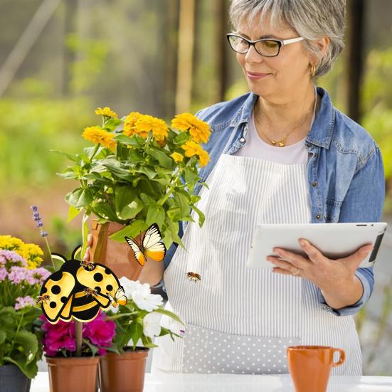 Поилка для пчел, поилка для насекомых, чашка для кормления бабочек, с деревянным колышком, в форме пчелы или божьей коровки, поилка для садовых опылителей