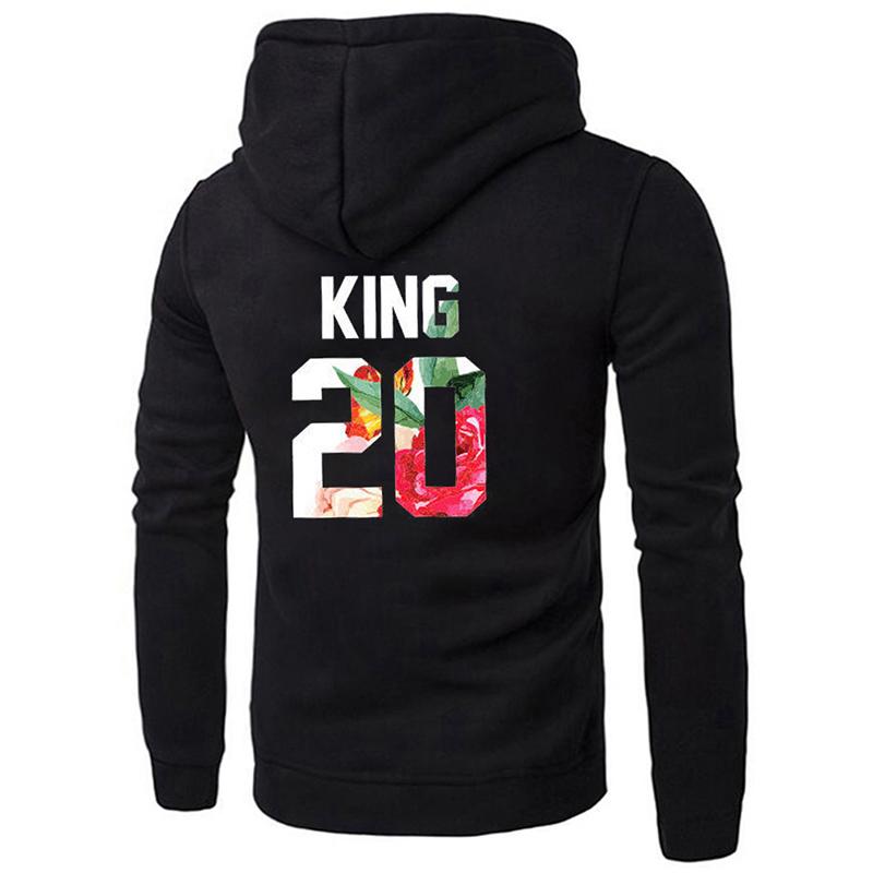 Female Full Sleeve Casual  Pullovers Tops QUEEN KING Poker Couple Hoodies Autumn Winter Women Men Harajuku Hooded Sweatshirt