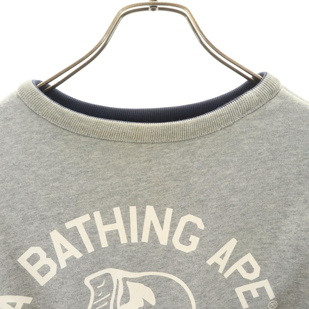 A Bathing Ape Свитшот-тренер с длинным рукавом, двусторонний, серый, мужской, б/у