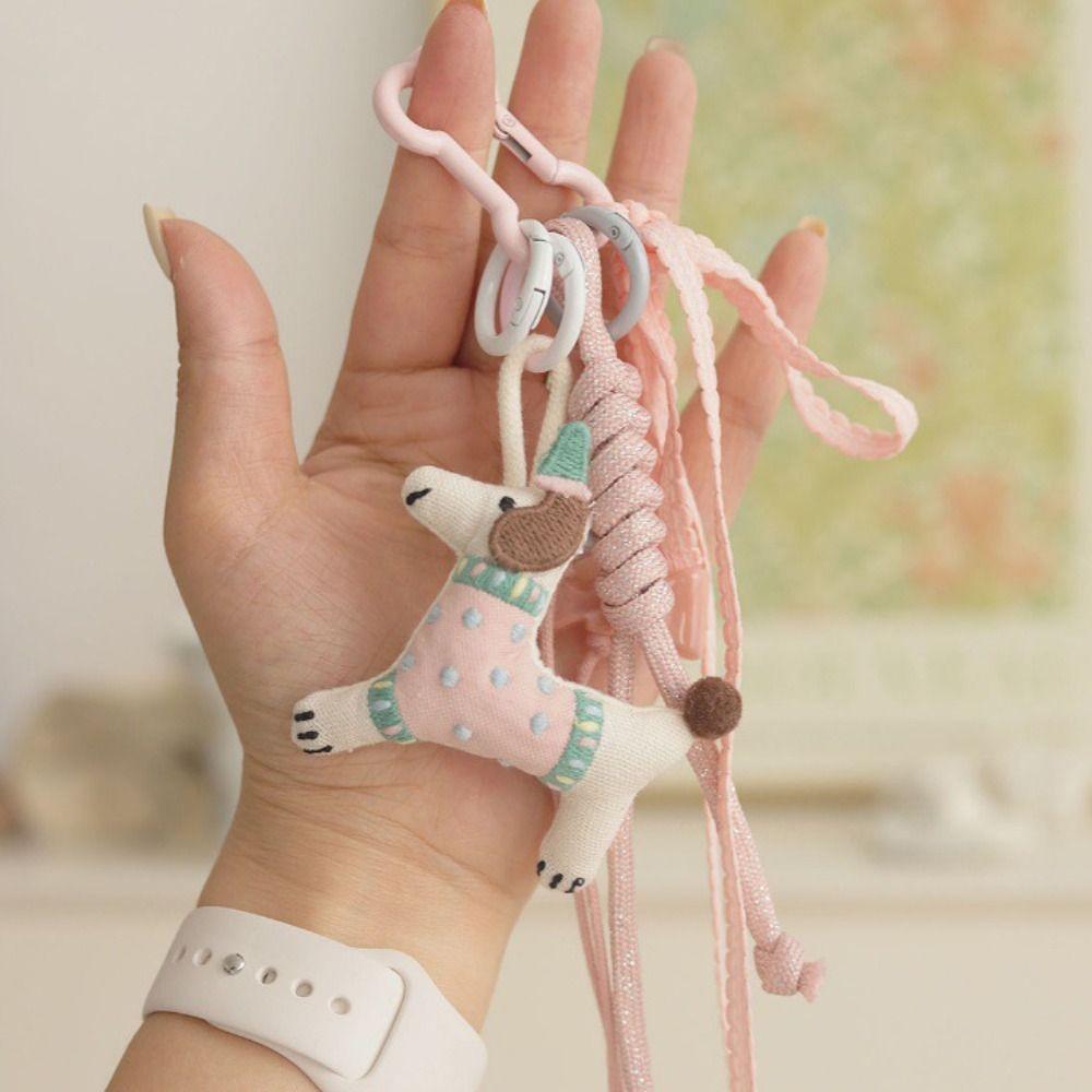 Polyester Braided Rope Bag Pendant Fabric Animal Couple Keyring  Girls Couple Girlfriends
