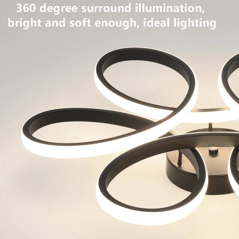 Современный светодиодный потолочный светильник 30 см, июньские цветы, черно-белый, для спальни, гостиной, ресторана, отеля, светильники для внутреннего освещения