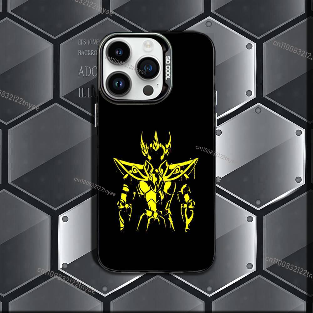 HOT Cool Phone Case For iPhone 17,16,15,14,13,12,11 Pro Max Plus S-Saint Seiya Knights Colorful Gradient Soft TPU Black Cover