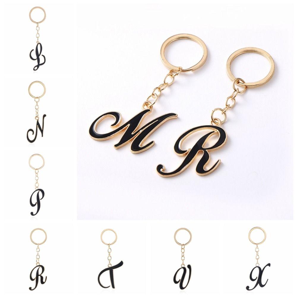 Алфавит от A до Z, черный, 26 английских букв, брелок, инициалы, алфавит, креативный, веселый, декоративный