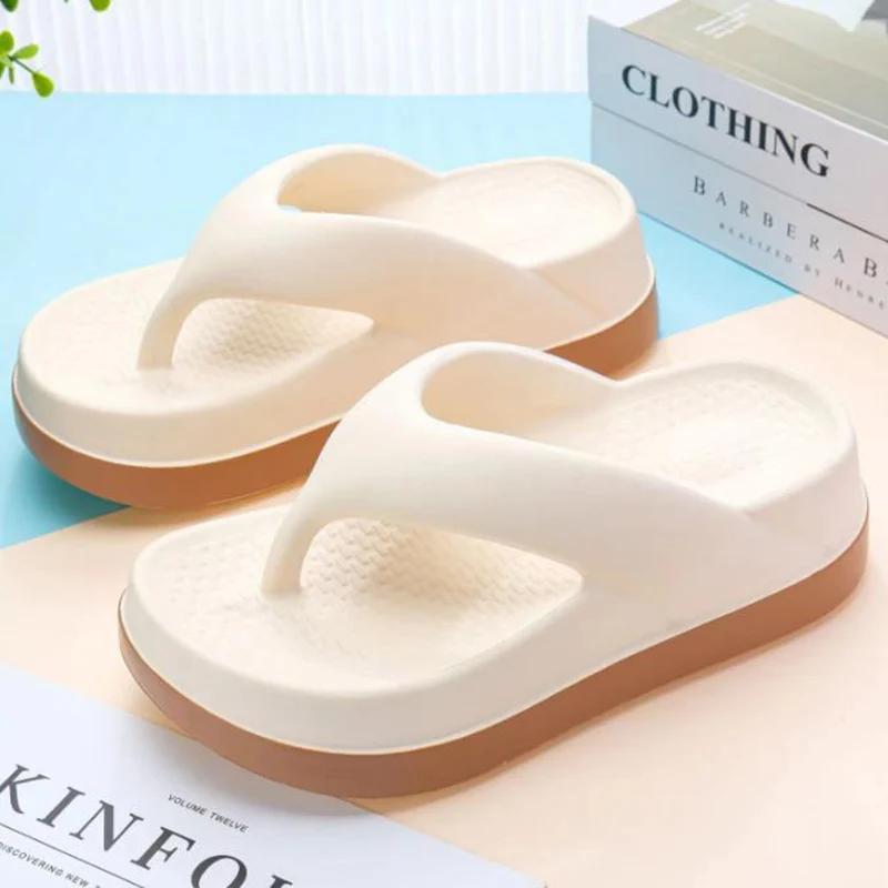 Тапочки из ЭВА с мягкой подошвой для женщин, повседневные удобные шлепанцы, женские сандалии на платформе, модные женские нескользящие пляжные шлепанцы