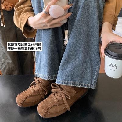 Пусанский блогер~ Ретро кроссовки на шнуровке и липучке в стиле кэжуал «Форрест Гамп» Женские 2025 Весна и осень Новые балетки для тренировок