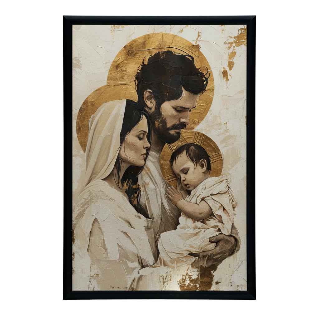 The Holy Family Poster: Love, Faith, Faithfulness Poster Holy Family: Love, Faith, Fidelity, 40X50 Cm, Gold Aluminum Frame, 230 Gsm Matte Paper