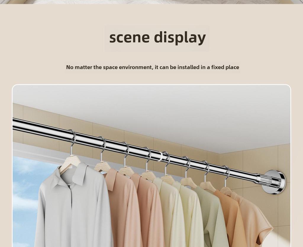 Telescopic Stainless Steel Curtain & Clothes Drying Rod (Punch-Free, Nail-Free)