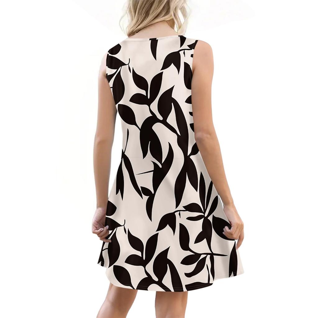 Женское летнее платье с карманом без рукавов сарафан с цветочным принтом