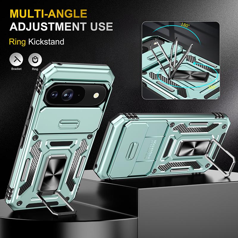 For Pixel 9 Anti-fall Stand Phone Case 2-in-1 Sliding Window All-inclusive Phone Case