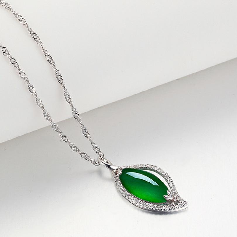 Подвеска из стерлингового серебра 925 пробы с халцедоном, прозрачные зеленые листья, халцедон