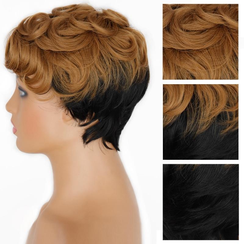 MISSQUEEN Короткие волнистые парики из синтетических волос Ombre 6-дюймовые парики Боб для чернокожих женщин Термостойкие синтетические парики Ежедневный парик