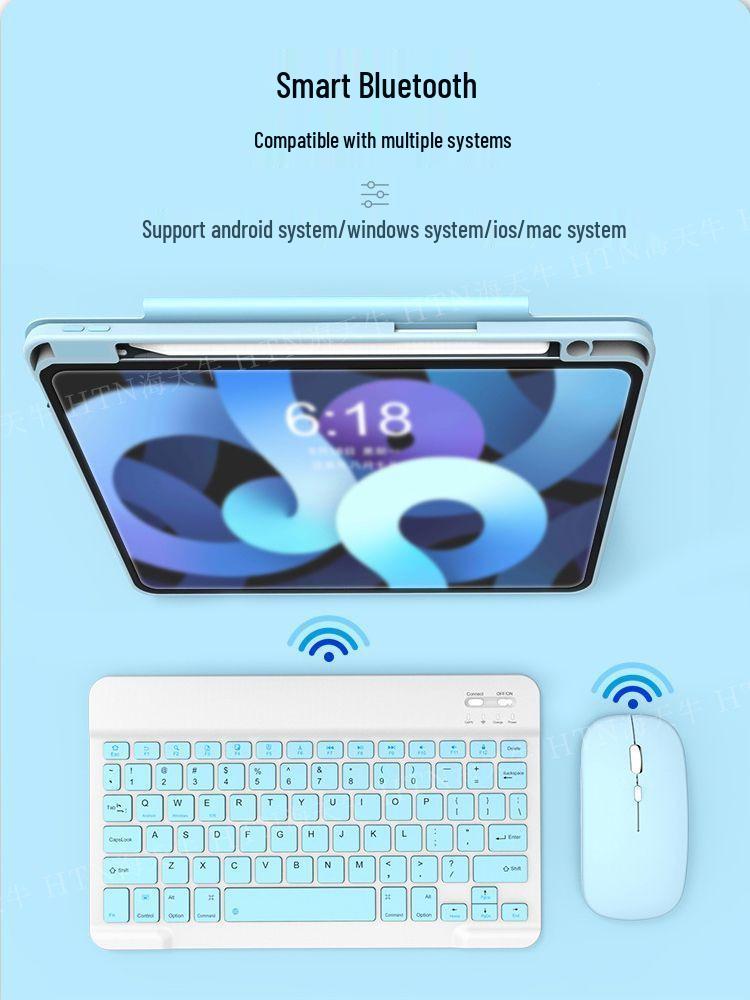 Silent Rechargeable Bluetooth Keyboard & Mouse Set for Tablets, iPads, Laptops & Office Use