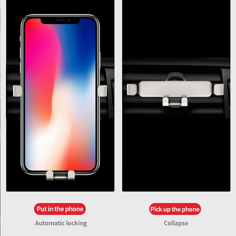 ROCK Автомобильный держатель для телефона для телефона в автомобиле, зажим для вентиляционного отверстия, гравитационный держатель для мобильного телефона, подставка с GPS