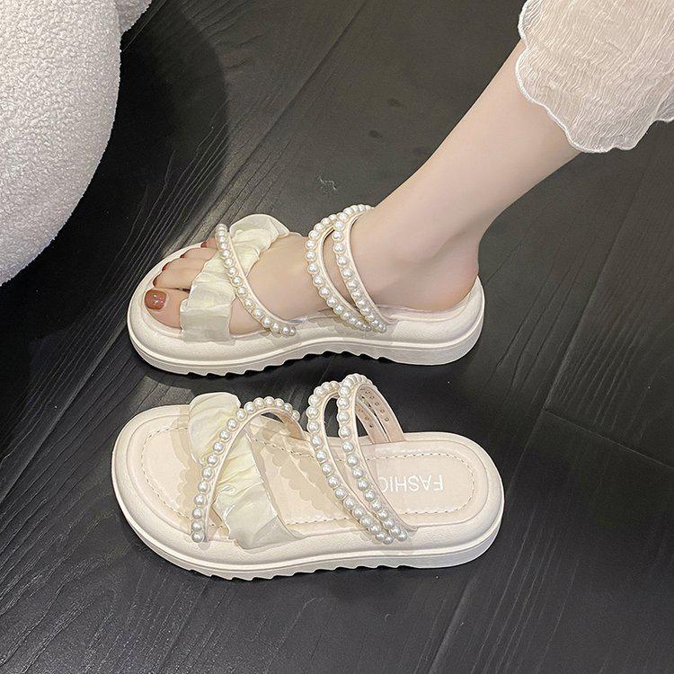 Тенденция 2025 года: Летние жемчужные сандалии и шлепанцы феи на толстой подошве