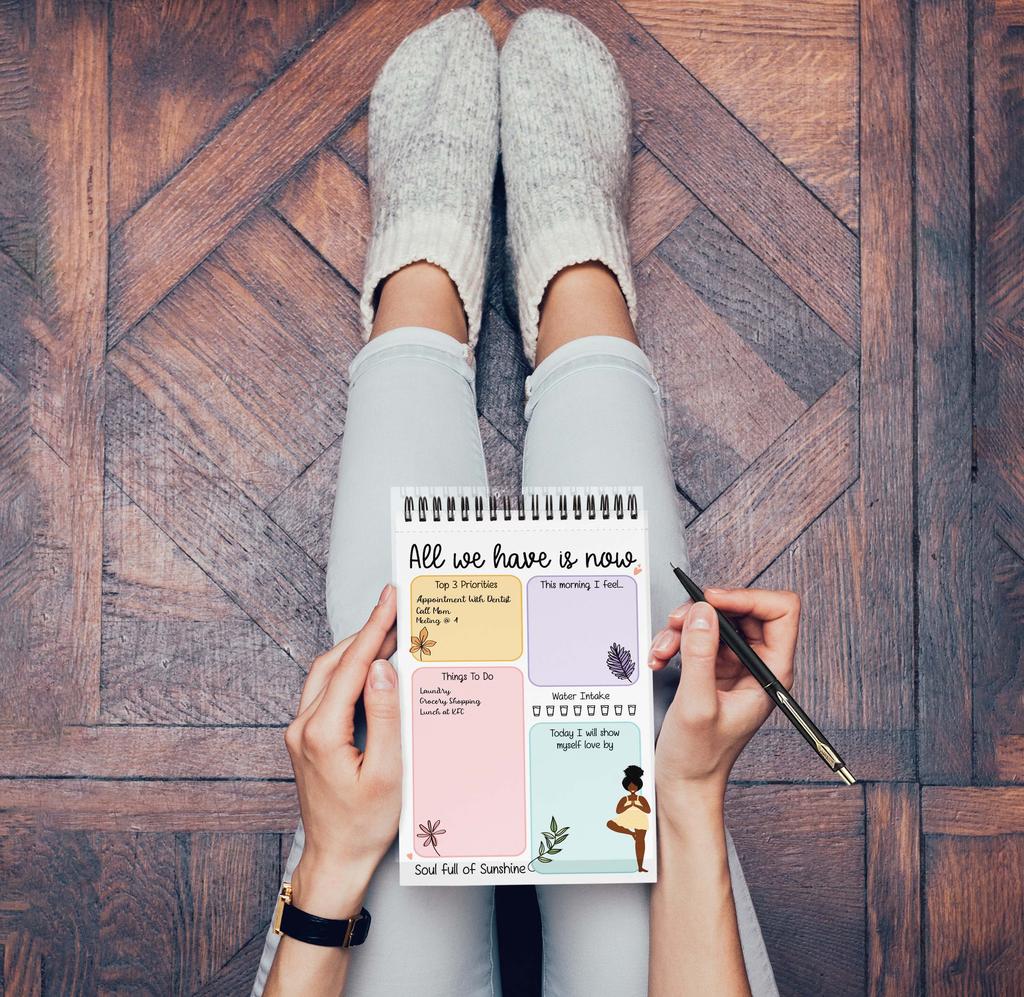 Inkdotpot Блокнот для списка дел – 6” X 9” Бумага Канцелярские принадлежности, тема йоги Спиральный блокнот Ежедневный контрольный список-(50 листов)