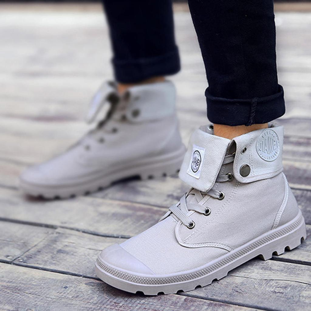 FashionCloth Мужские простые стильные модные высокие ботильоны в стиле милитари Кожаные ботинки на шнуровке с заклепками