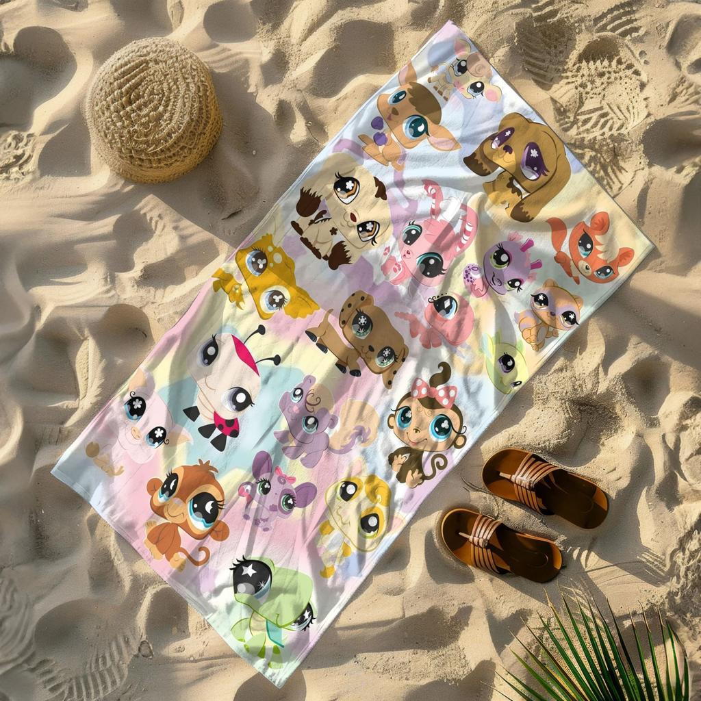 Полотенце для пляжа Littlest Pet Shop, пляжное полотенце с рождественским принтом, разноцветный узор, подходит для пляжа и бассейна, Изысканное