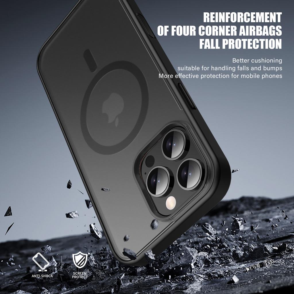 IPAKY For iPhone 16 Pro Max Magnetic Case Shockproof TPU + PC Matte Phone Back Cover