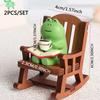 Zakka Frog Coffee Rocking Chair DIY Ornament Home Cute Grain Trendy Play Cake Car Desktop Resin Small Ornament