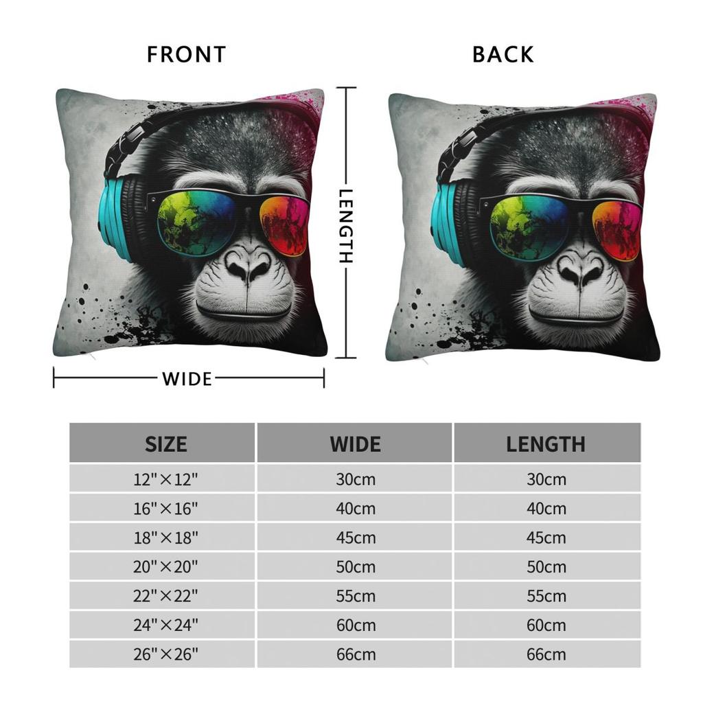 Monkey Headphones Sunglasses Dj Pillowcase Polyester Linen Velvet Creative Zip Decorative Pillow Case Home Cushion Cover
