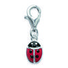 [F4956] - Silver Red 'Ladybug' Charm Pendant - 15x5 Mm