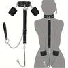 SM Sex Toy Hand Sex Toy with Traction Chain Black Faux Leather Body Restraint Tool Handcuffs and Collar Anal Metal Hook Prop