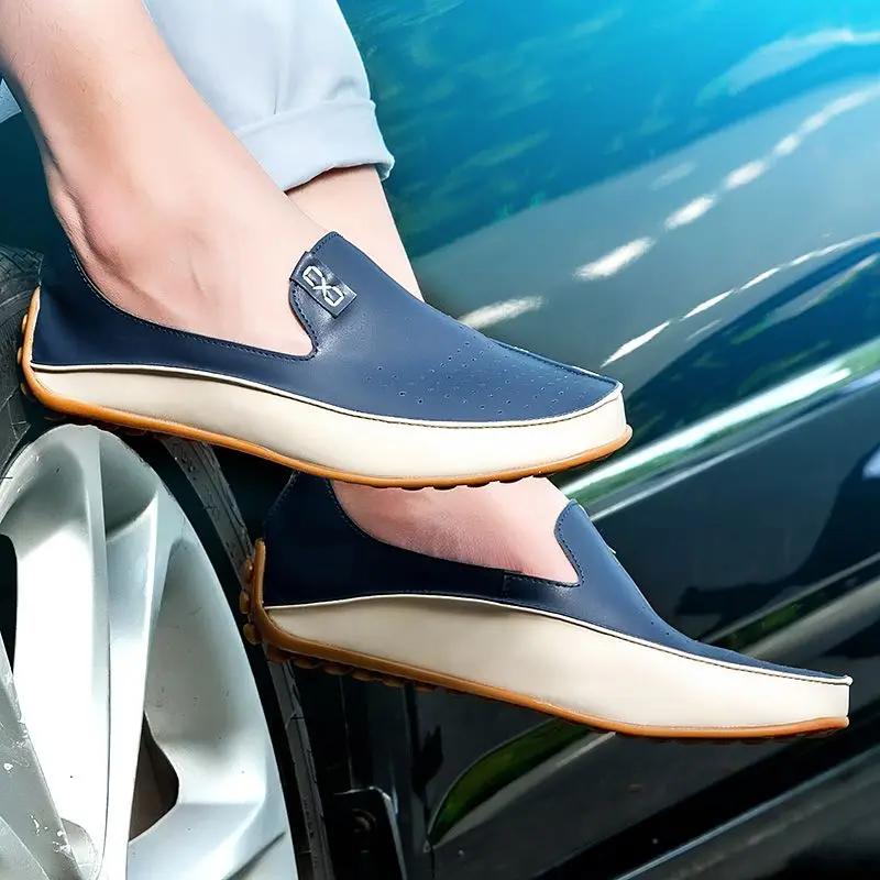 Fashion Leather Shoes For Men Fashion 2024 Slip-on Flat Man Casual Shoe Legitimate Elegant Cheap Clearance Korean Style Pu Designer