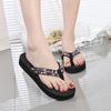 Summer Flip-flops Women's Fashion Outer Wear Floral Women's 3.3cm Sandals High-heeled Thick-soled Simple Beach Shoes