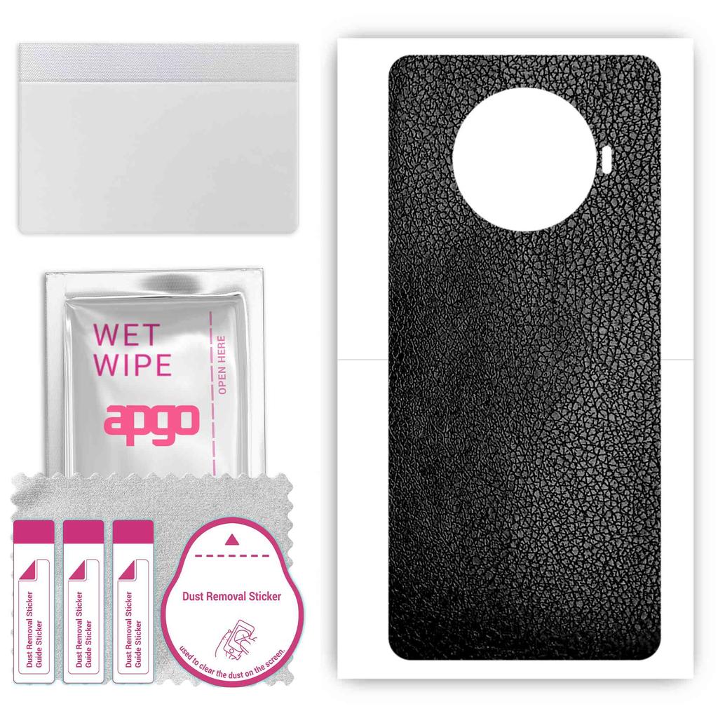 apgo Protective Skin Sticker for the Back Compatible with Oppo Ace2, Wrap Film, Foil, Vinyl - Pattern Black Leather