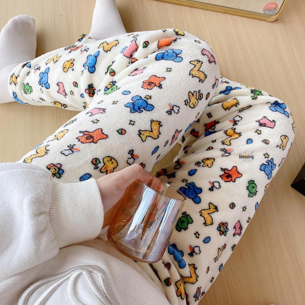 Фланелевая пижама с изображением животных из мультфильмов, женская осенне-зимняя флисовая теплая одежда из кораллового флиса