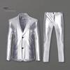 2Pcs/Set Men Suit Coat Pants Set Lapel Long Sleeve Single Breasted Suit Jacket Long Pants Set Golden Stamping Business Suit