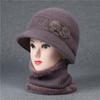 Scarf, Hat Sets Winter Hat for Middle-aged Elderly Women Knitted with Rabbit Yarn for Warmth Basin Hat for Elderly People Grandmother with Velvet Sets