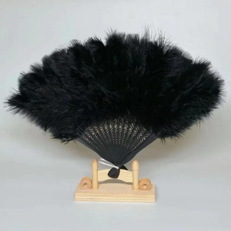 Свадебный веер из перьев - Элегантный свадебный аксессуар для девичников и церемоний - Роскошный складной веер