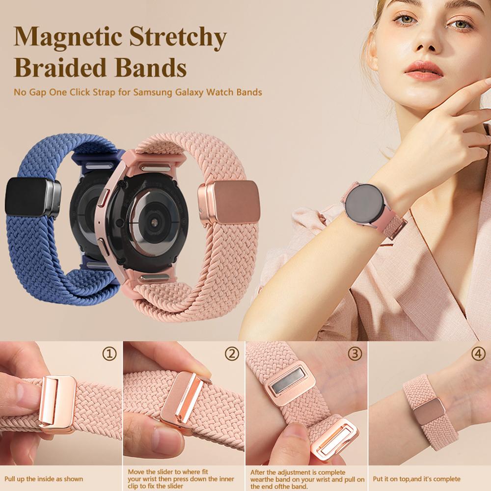 Band For Samsung Galaxy Watch 7 6 4 classic/5 Pro 44mm 40mm 45 47 No Gaps Braided Magnetic bracelet correa Galaxy watch 7 straps