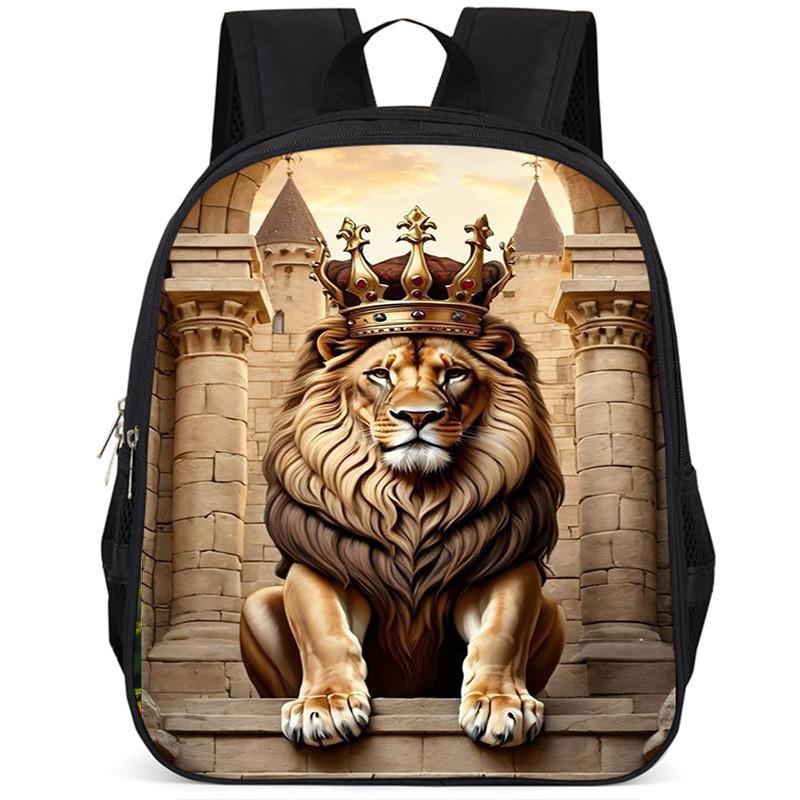 Вместительный школьный рюкзак Lion 15 дюймов из ткани Оксфорд для детей, легкий и эргономичный