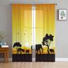 African Sunset Landscape Animal Elephant Silhouette Sheer Curtains for Living Room Window Curtains Kitchen Tulle Voile Curtains