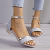 Women's Sandals 2025 Summer New Fashion Crystal Party Shoes for Women Comfortable Open Toed Thick Heel Sandals Sandalias