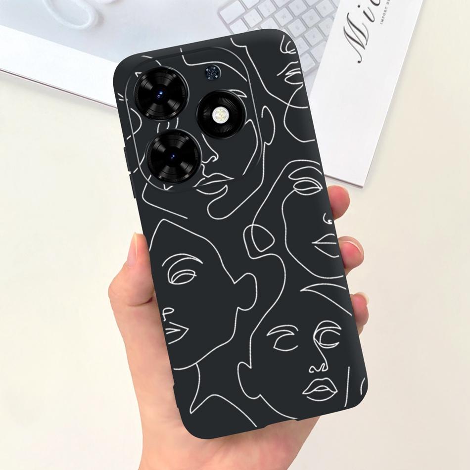 Чехол для Tecno Spark Go 2024 Милый Цветочный Узор Сердечки Конфетный Цвет Мягкий Силикон Тонкая Задняя Крышка Телефона Для Spark Go (2024) BG6