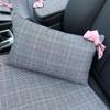 Diamond Bowknot Car Neck Pillow Classic Plaid Fabric Auto Interior Headrest Seat Support Waist Pillows Car Accessories for Girls