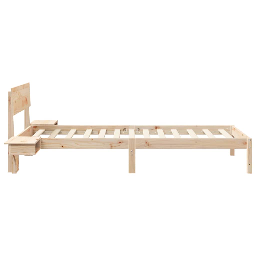 Brown Bed Frame with Headboard 90 x 200 cm Solid Pine Wood