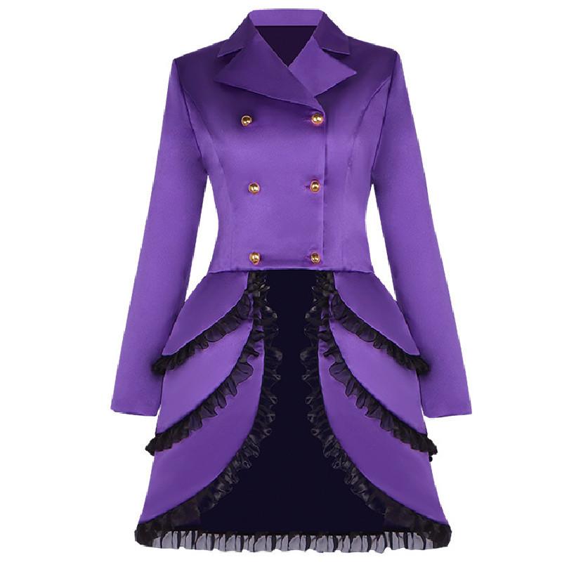 Women's Double-breasted Lace Trim Medieval Renaissance Cos Stage Performance Outfit