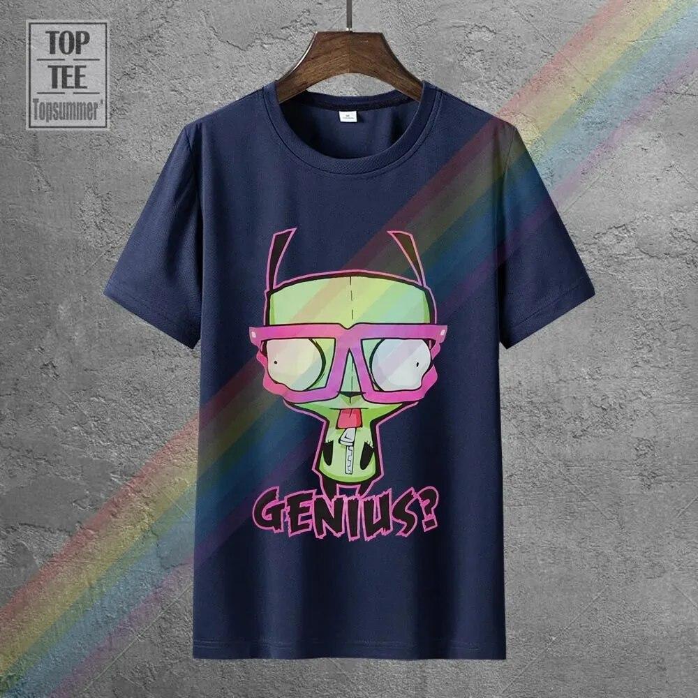 Женская футболка унисекс из 100% хлопка Invader Zim Girl Genius, топы с принтом аниме, футболка большого размера, летняя готическая одежда с графическим рисунком унисекс