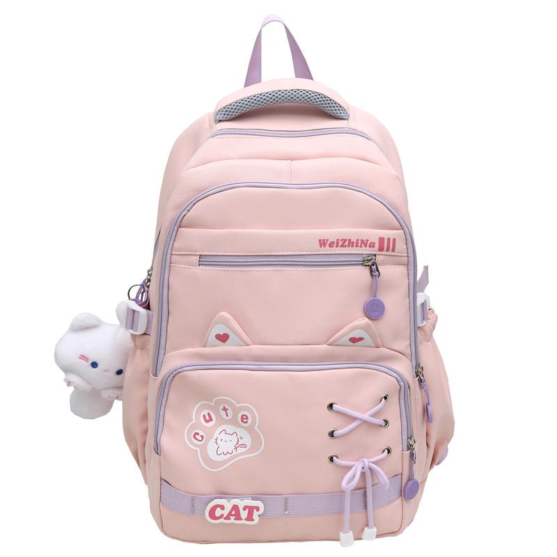 Школьный рюкзак для средней школы, женский, легкий, рюкзак с рисунком кота, большой емкости