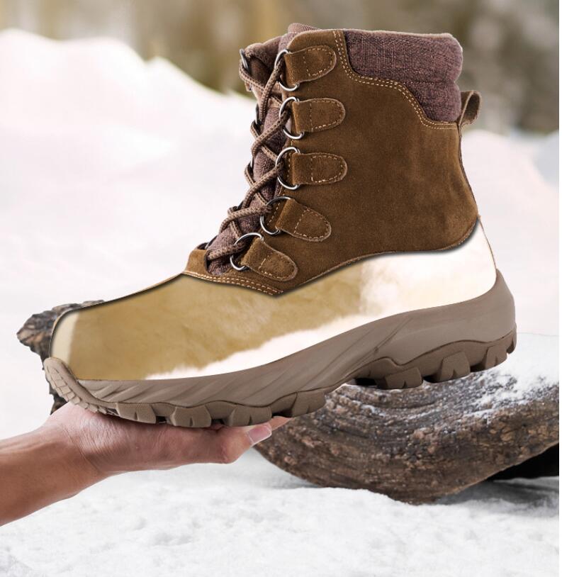 Men Winter Snow Boots For Waterproof Genuine Leather Wool Sneakers Super Warm Men's Boots Outdoor Male Hiking Boots Work Shoes
