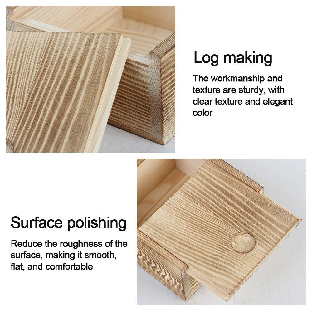 Natural With Slide Top Card Keeper Wooden Box Jewelry Organizer Case Storage Box Beads Container